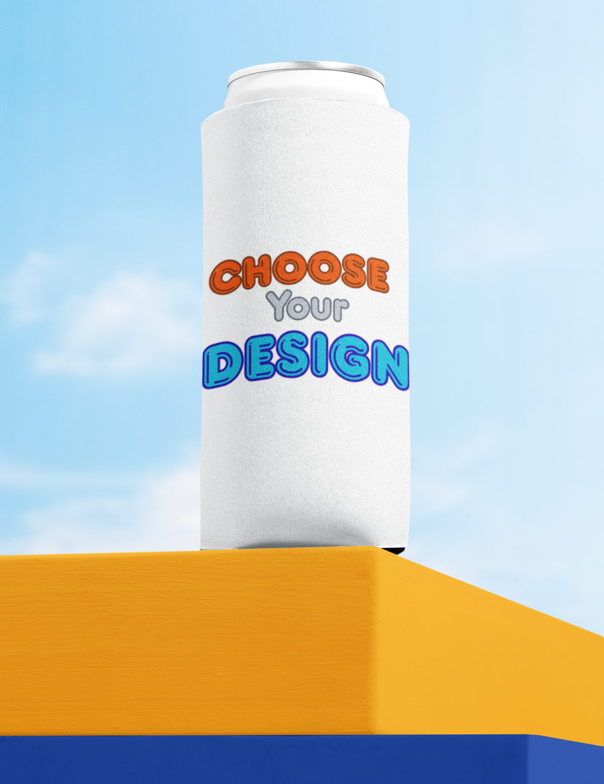 Personalized slim koozie for 12 oz cans and bottles with a custom design