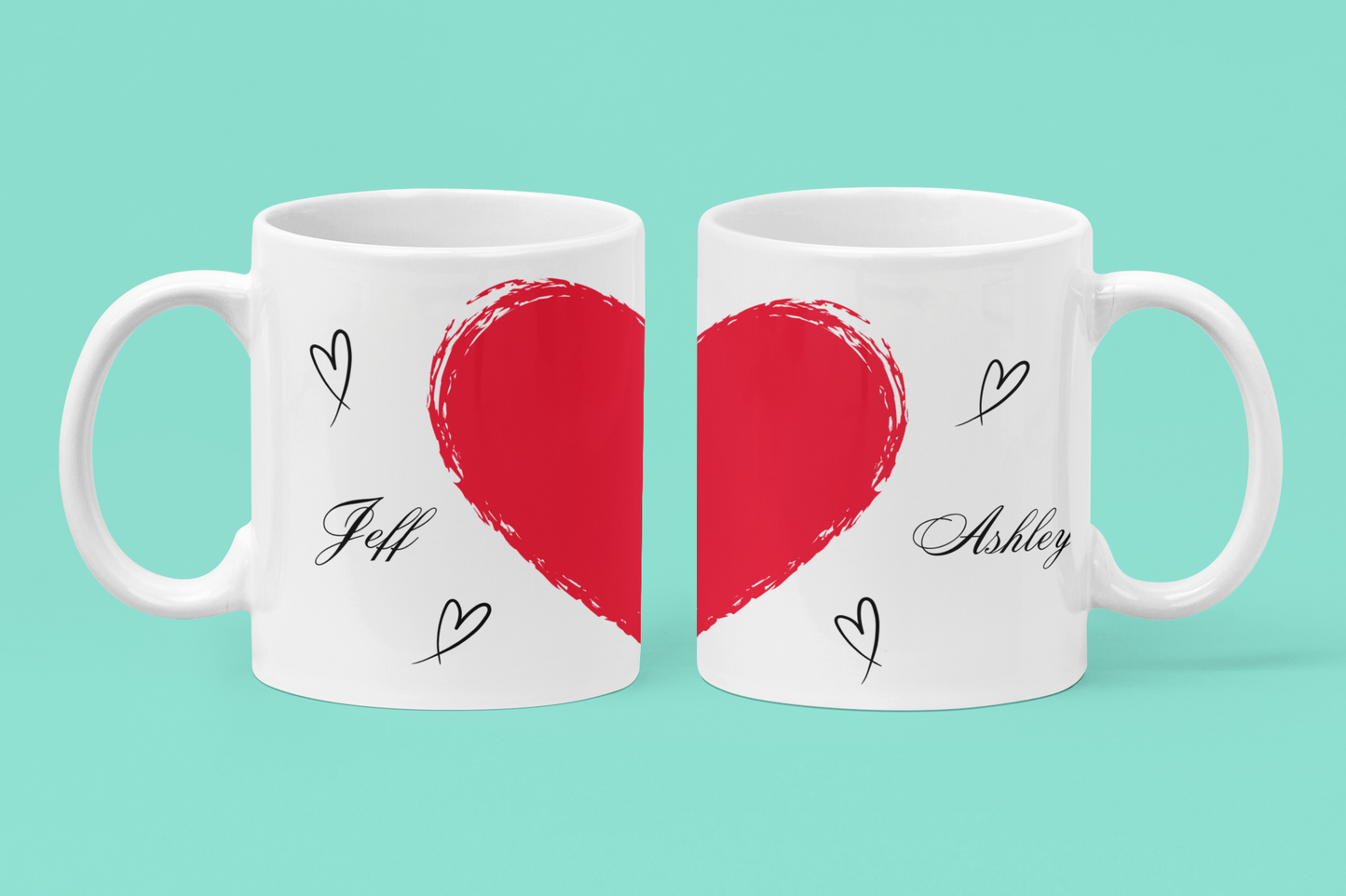 Personalized 15oz Valentine Mug – Custom Name Coffee Cups (Set of 2)