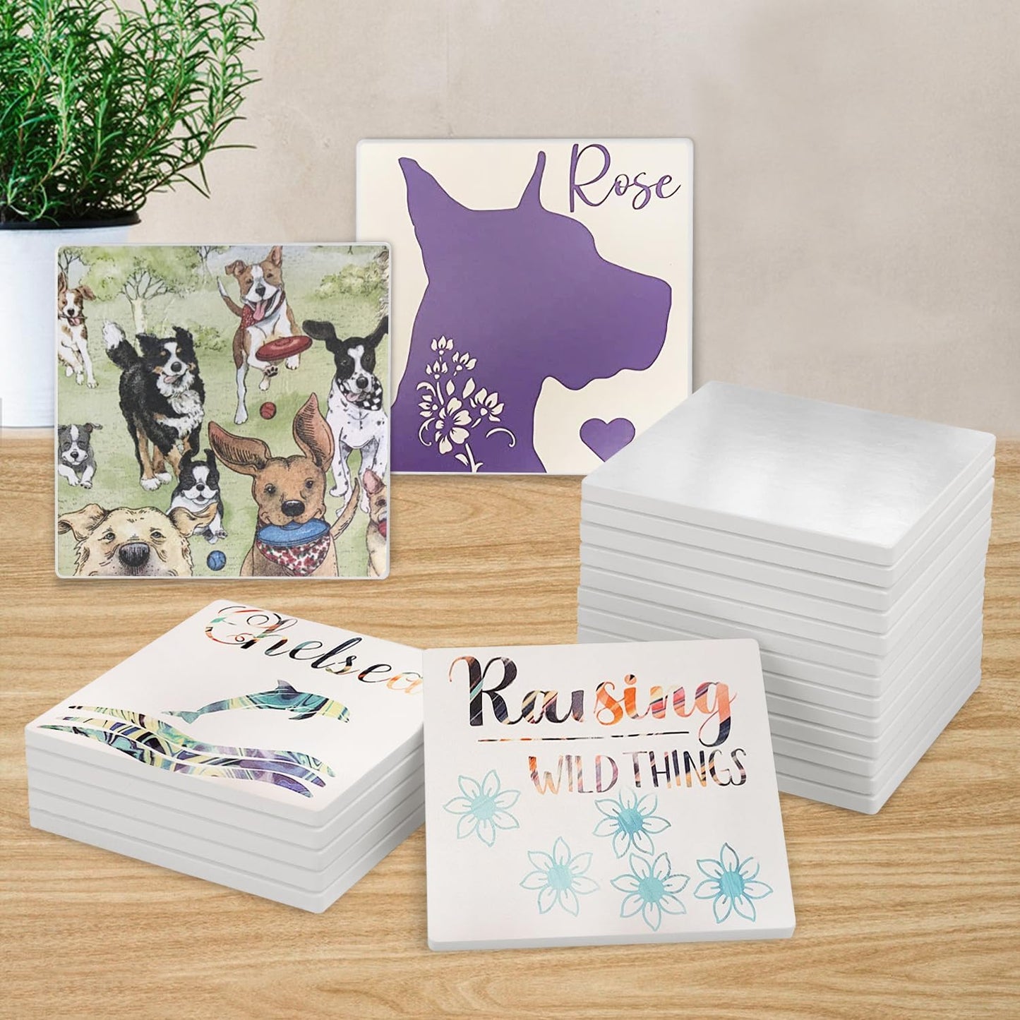Set of 4 Personalized Wedding Coasters