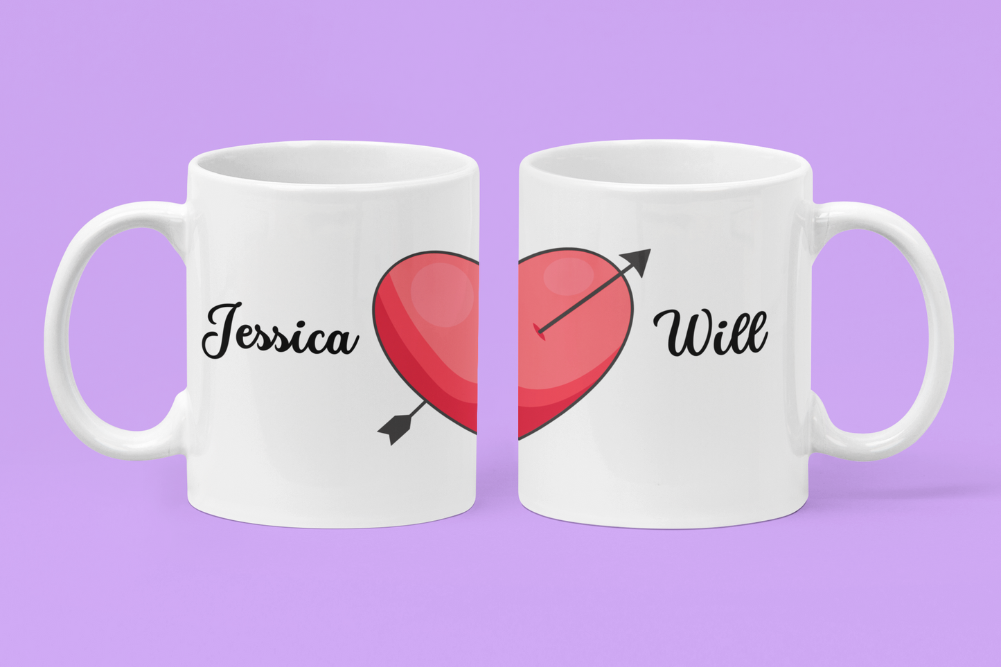 Personalized 15oz Valentine Mug – Custom Name Coffee Cups (Set of 2)